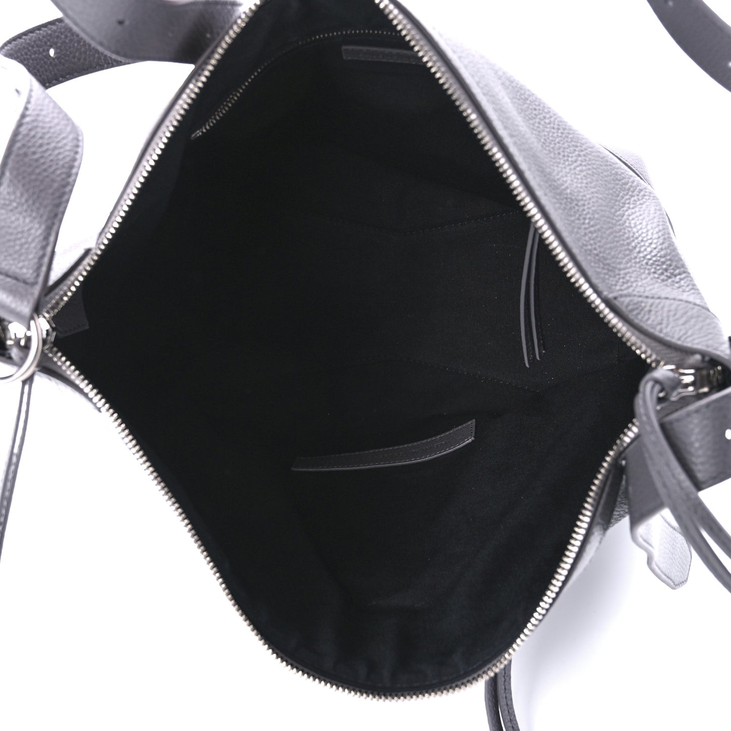 Grained Calfskin Silver Hardware Small Neo Classic Hobo Dark Grey