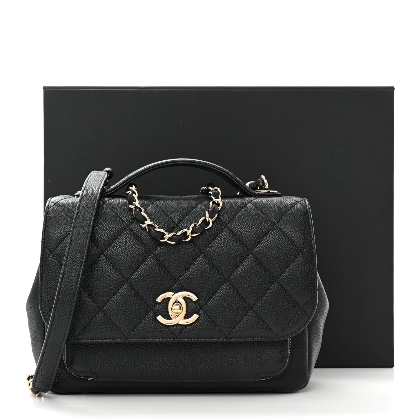 Caviar Quilted Medium Business Affinity Flap Black