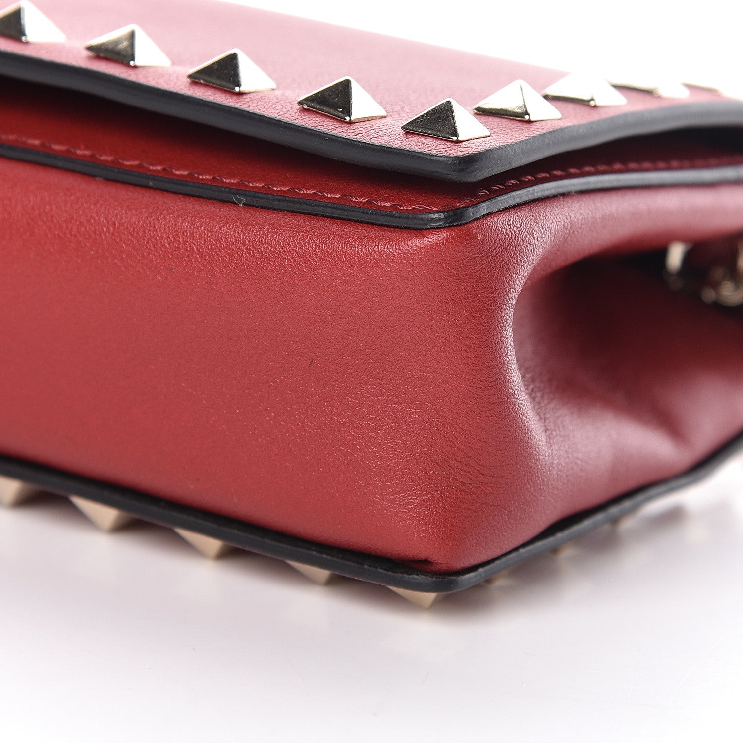 Valentino Garavani Vitello Small Rockstud Chain Flap Crossbody Bag Red 9 of 10