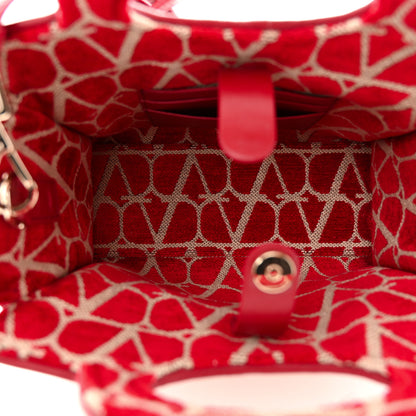 Valentino Garavani Toile Iconographe Goatskin Mini Le Troisieme Shopping Bag Naturale Rosso Valentino 5 of 9