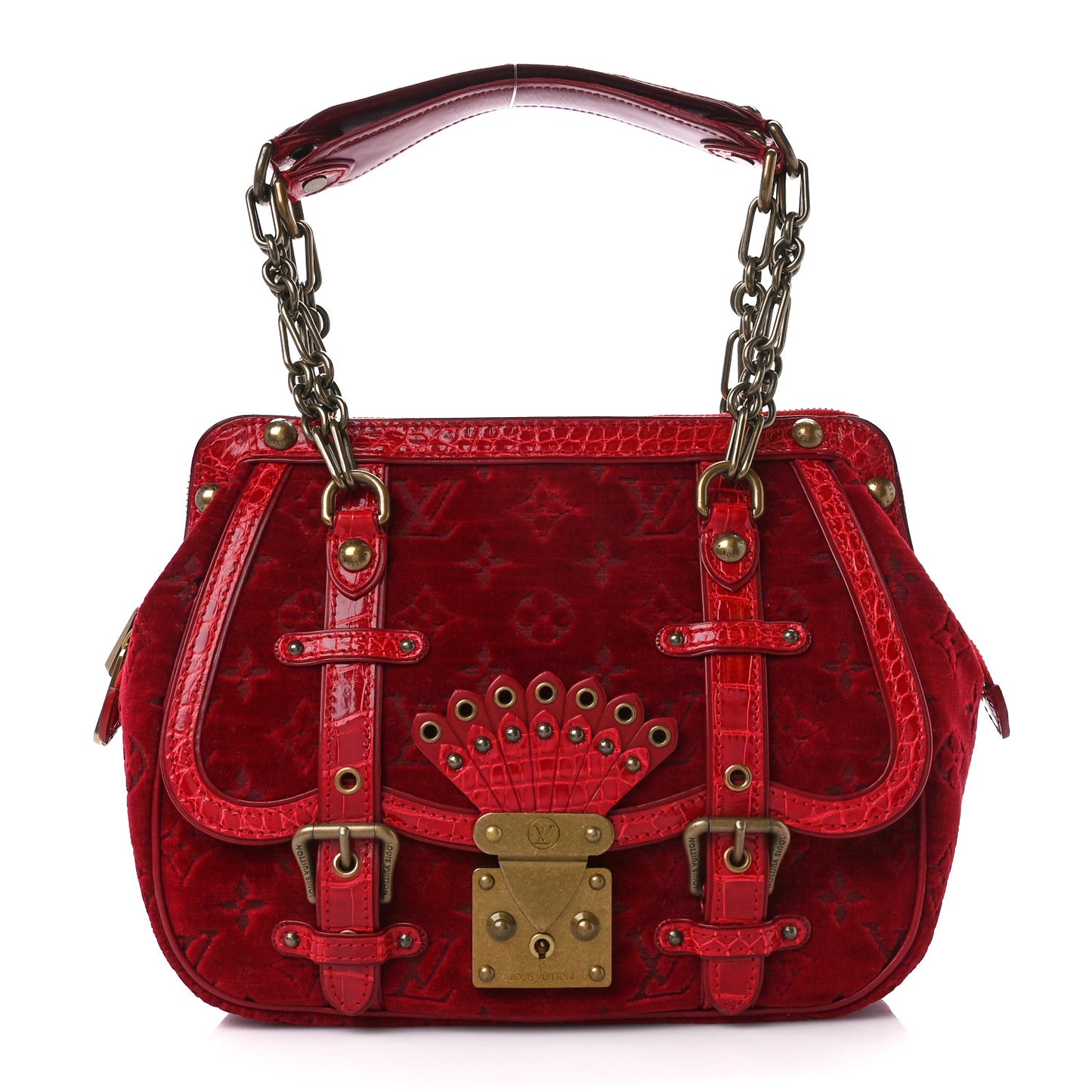 Monogram Velours Alligator Gracie MM Rouge