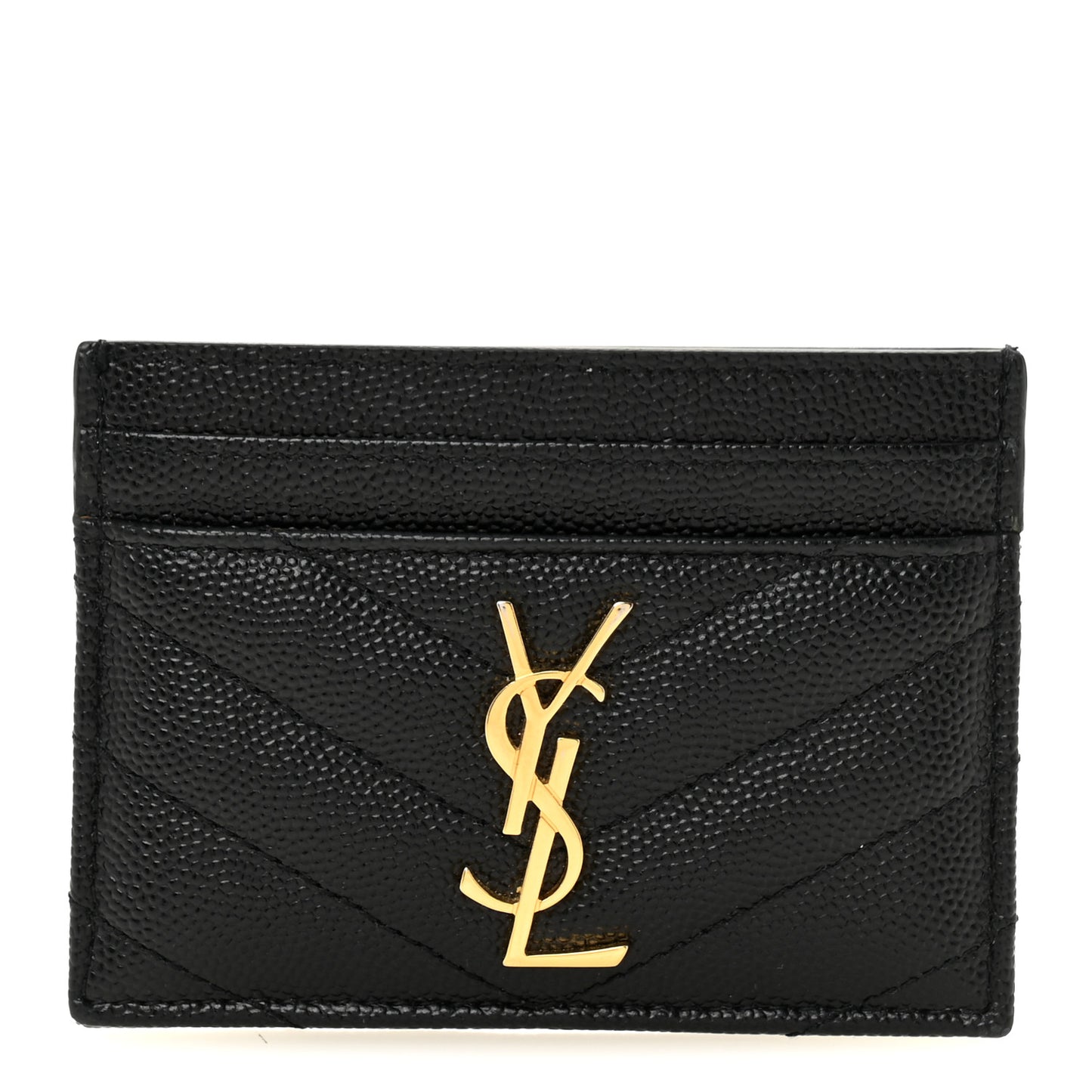 Grain De Poudre Matelasse Chevron Monogram Credit Card Case Black