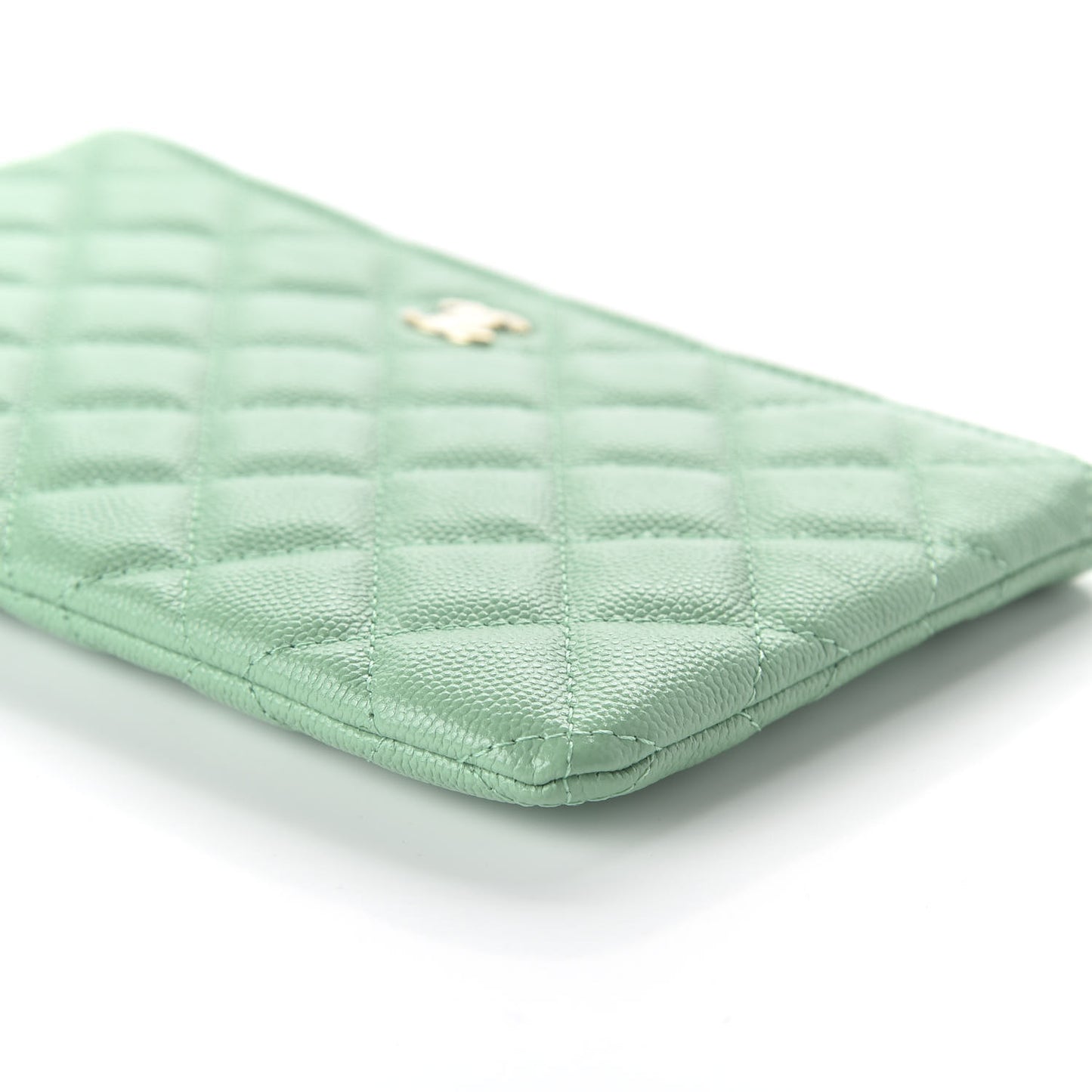 Caviar Quilted Small Cosmetic Case Light Green