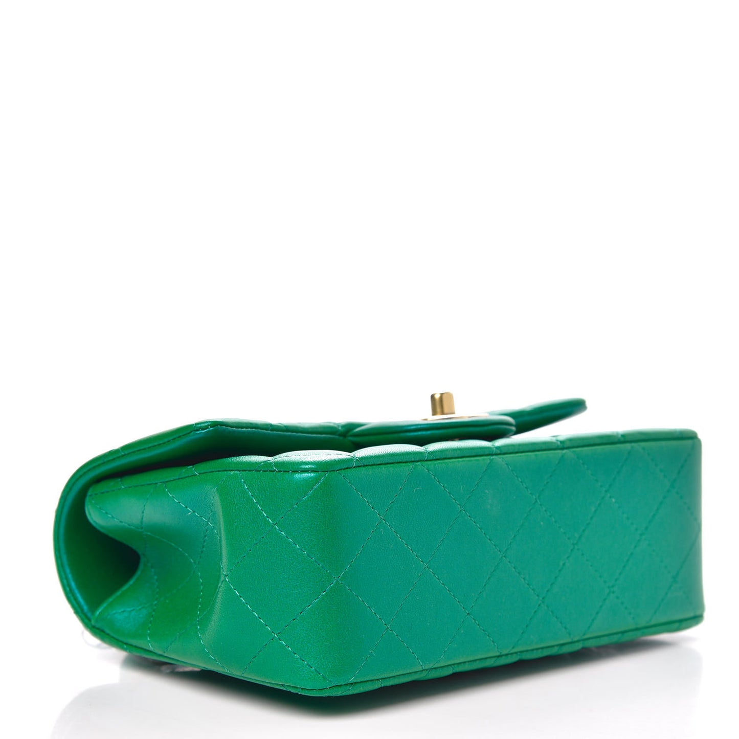 Iridescent Lambskin Quilted Mini Top Handle Rectangular Flap Green