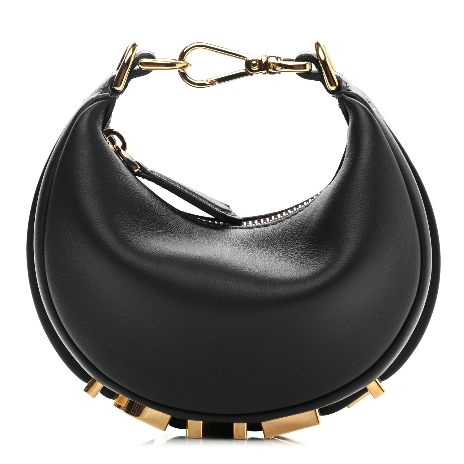 Fendi Vitello Grace Matte Nano Fendigraphy Hobo Charm Black 1 of 11