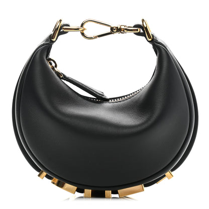 Fendi Vitello Grace Matte Nano Fendigraphy Hobo Charm Black 1 of 11