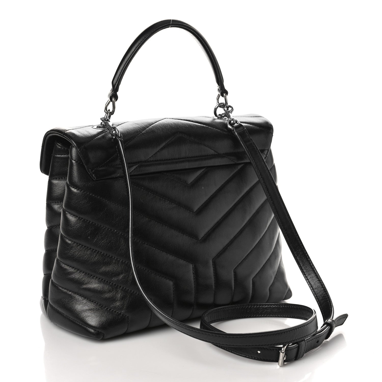Saint Laurent Calfskin Y Quilted Monogram Medium Loulou Satchel Black 3 of 11