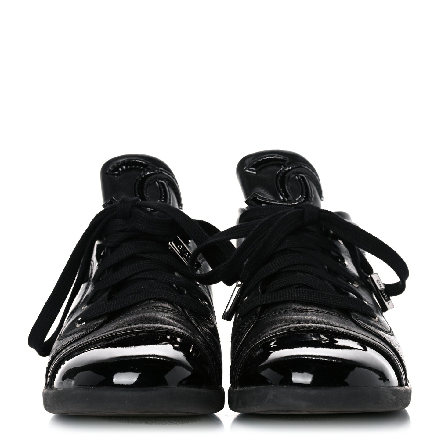 Lambskin Patent Cap Toe CC Sneakers 37.5 Black