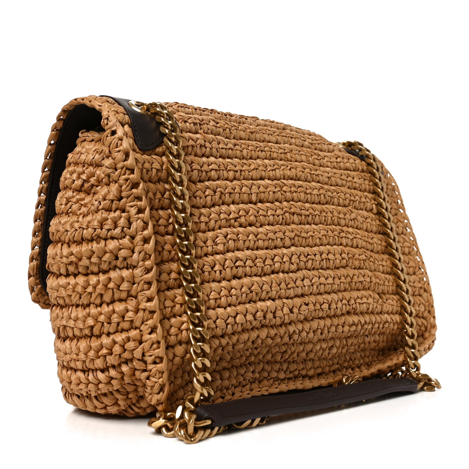 Saint Laurent Raffia Calfskin Monogram Medium Niki Chain Satchel Natural 3 of 10