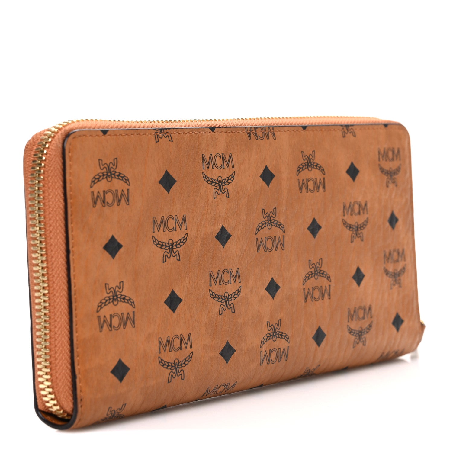 MCM Visetos Large Zip Around Wallet Cognac 3 of 7