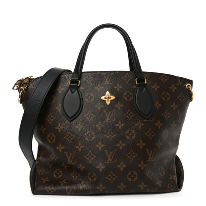 Louis Vuitton Monogram Flower Zipped Tote MM Black 1 of 8
