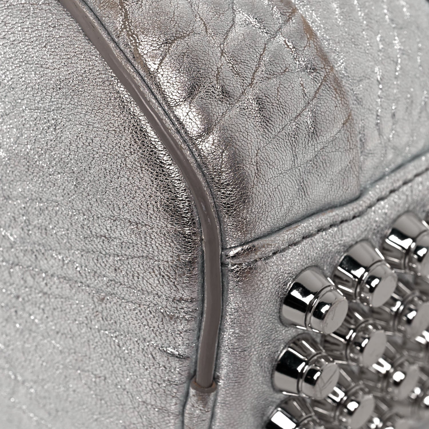Alexander Wang Metallic Pebbled Lambskin Rockie Rhodium Silver 8 of 17