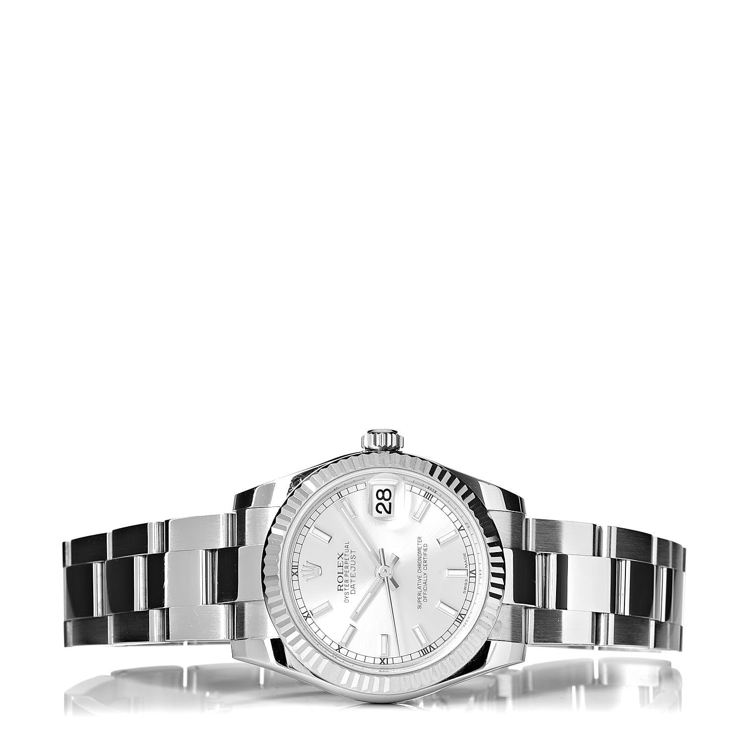 Rolex Stainless Steel 18K White Gold 31mm Oyster Perpetual Datejust Watch Silver 178274 3 of 7