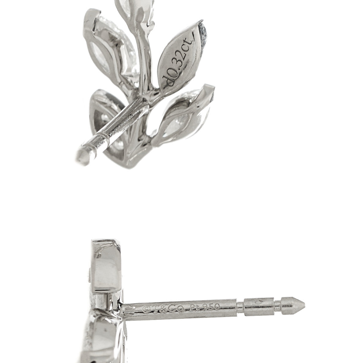 Tiffany Platinum Diamond Small Victoria Vine Earrings 4 of 5