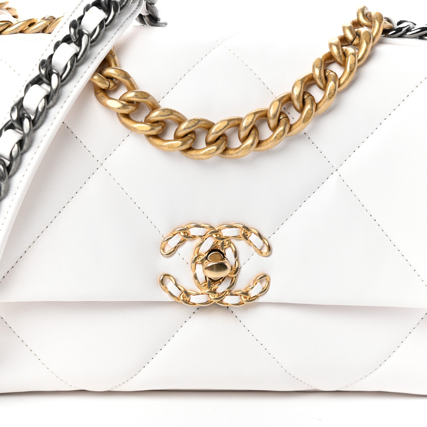 Chanel Lambskin Quilted Medium Chanel 19 Flap White 8 of 11