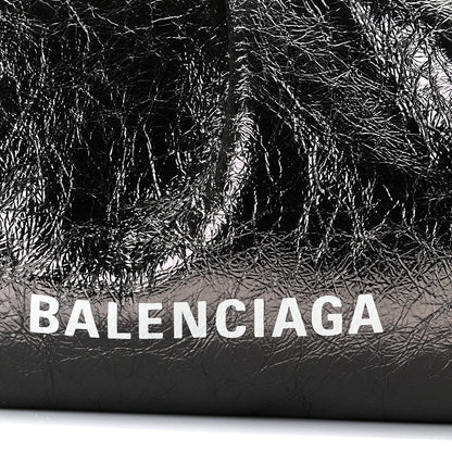 Balenciaga Metallic Textured Calfskin Logo Cloud Clutch XS Black 6 of 8