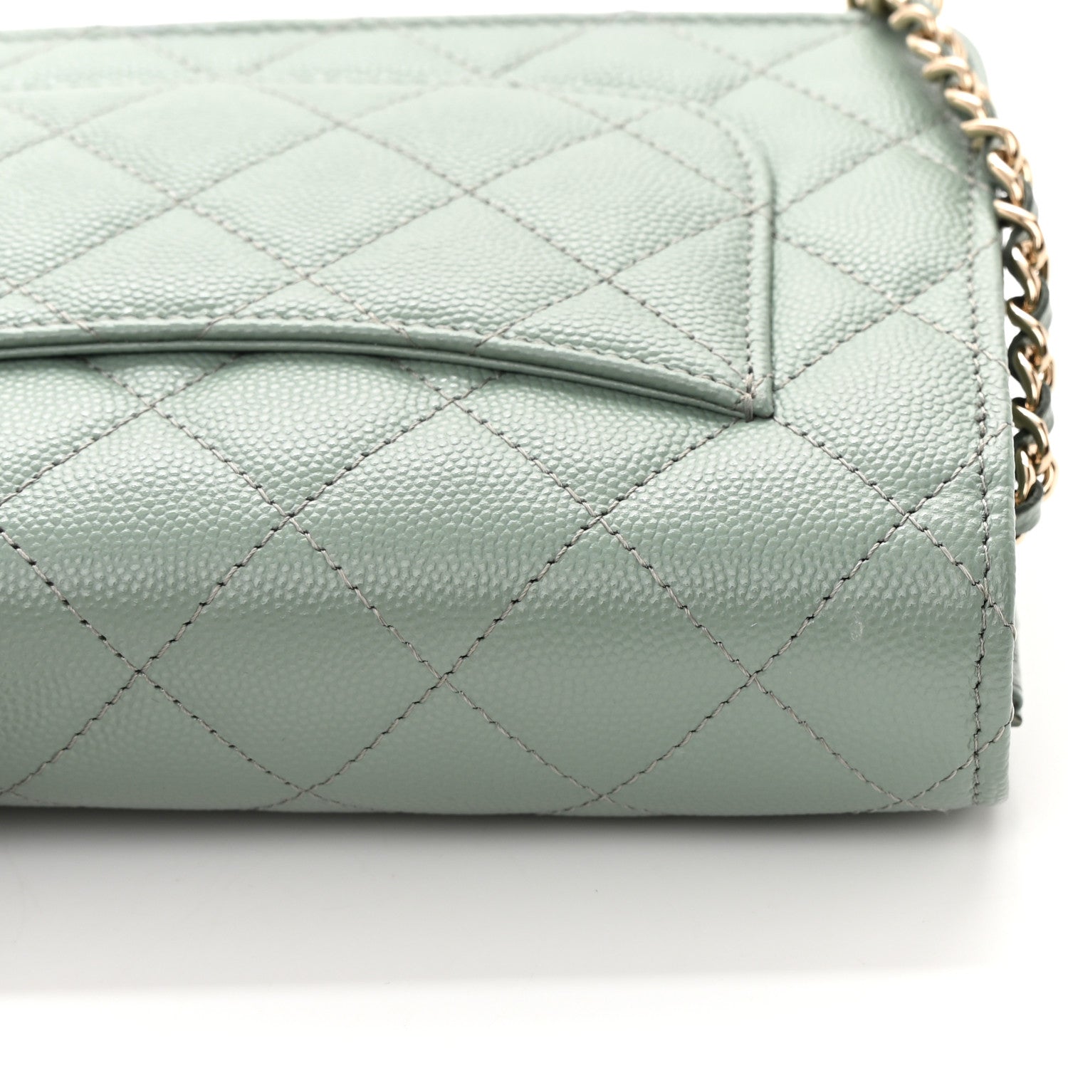 Chanel Caviar Quilted Wallet On Chain WOC Dark Green 15 of 16