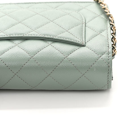 Chanel Caviar Quilted Wallet On Chain WOC Dark Green 15 of 16