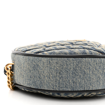 Saint Laurent Denim Quilted Monogram Round Crossbody Bag Rodeo Blue 9 of 13