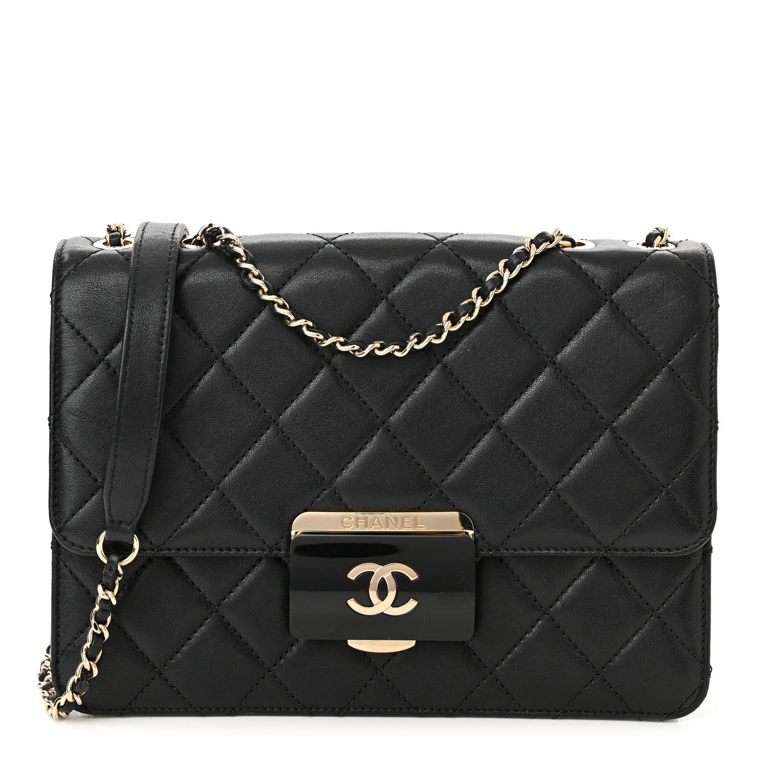 Chanel Sheepskin Quilted Beauty Lock Flap Black 1 of 12