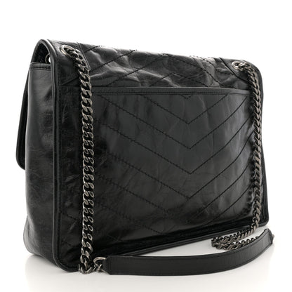 Saint Laurent Crinkled Calfskin Matelasse Monogram Large Niki Chain Satchel Black 3 of 10