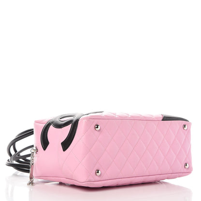 Chanel Calfskin Quilted Large Cambon Bowler Pink Black 4 of 14