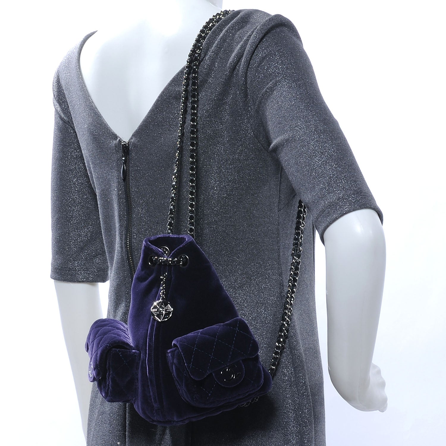Chanel Velvet Mini Backpack Plum 2 of 8