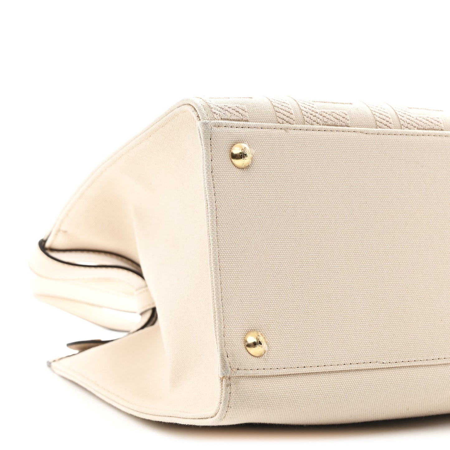 Canvas Vitello King FF Embroidered Medium Peekaboo X-Tote Poudre