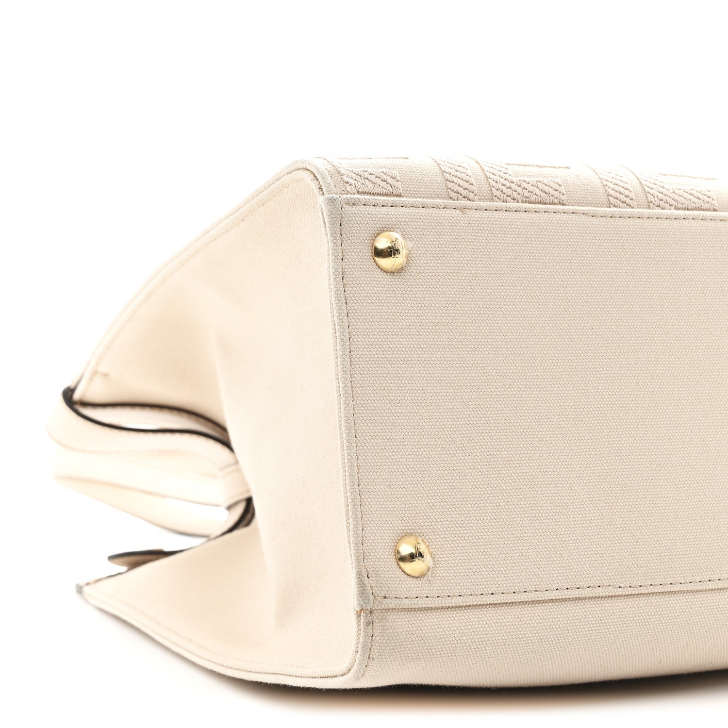 Fendi Canvas Vitello King FF Embroidered Medium Peekaboo X-Tote Poudre 9 of 10