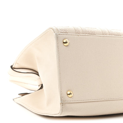 Fendi Canvas Vitello King FF Embroidered Medium Peekaboo X-Tote Poudre 9 of 10