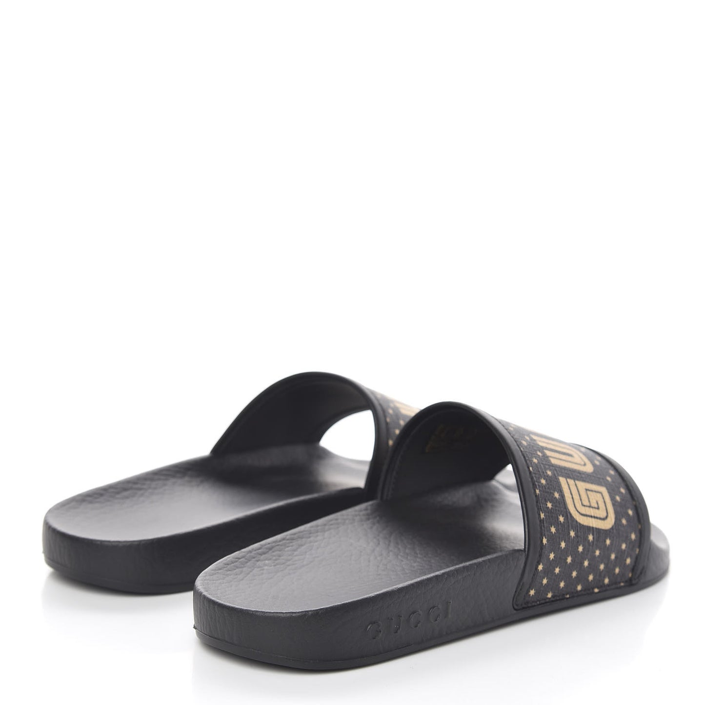 X SEGA Supreme Canvas GUCCY Stars Womens Slide Sandals 37 Black Gold