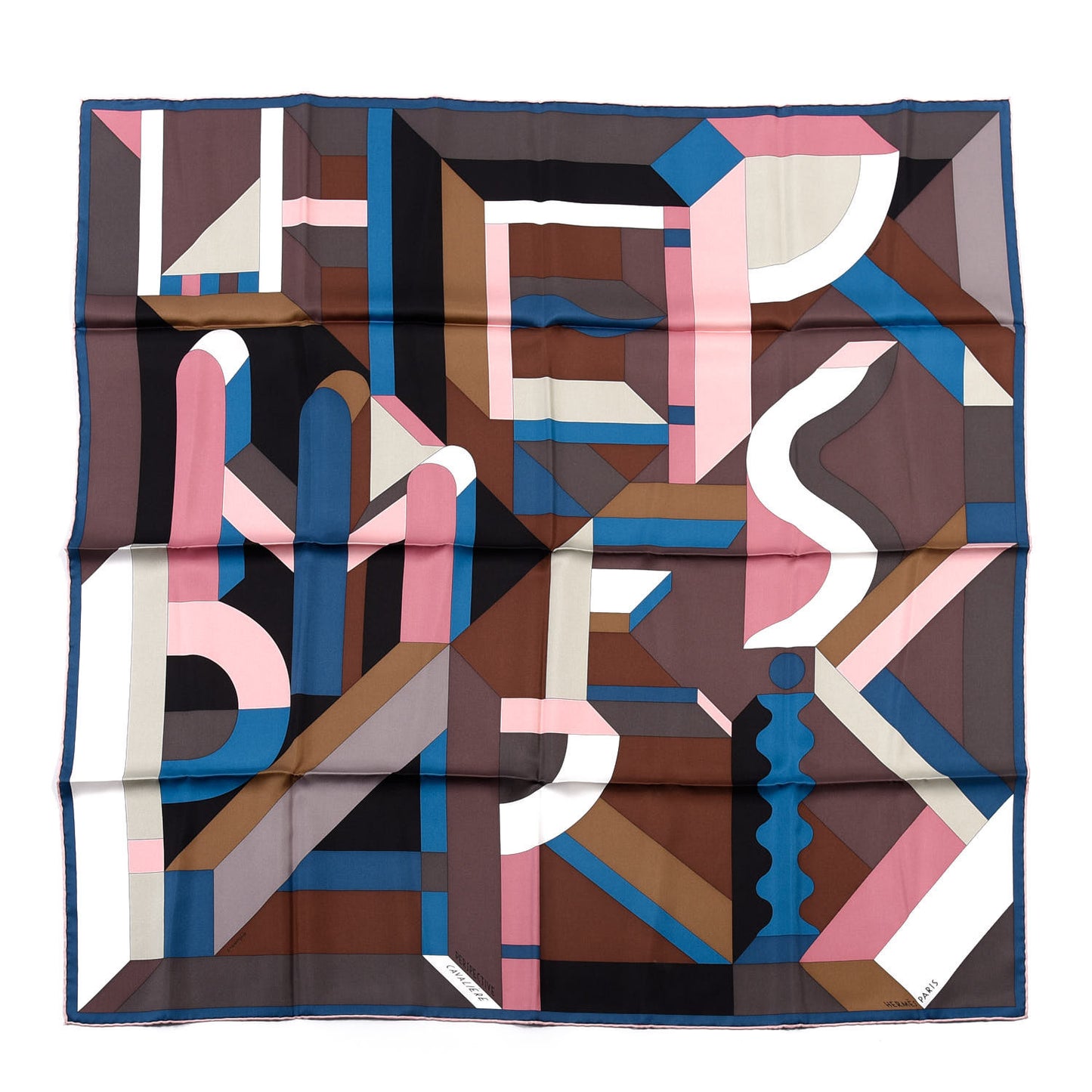 Silk Perspective Cavaliere 140 Scarf Taupe Rose White