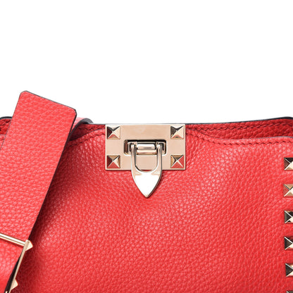 Valentino Garavani Pebbled Calfskin Mini Rockstud Flip-Lock Messenger Bag Red 9 of 10