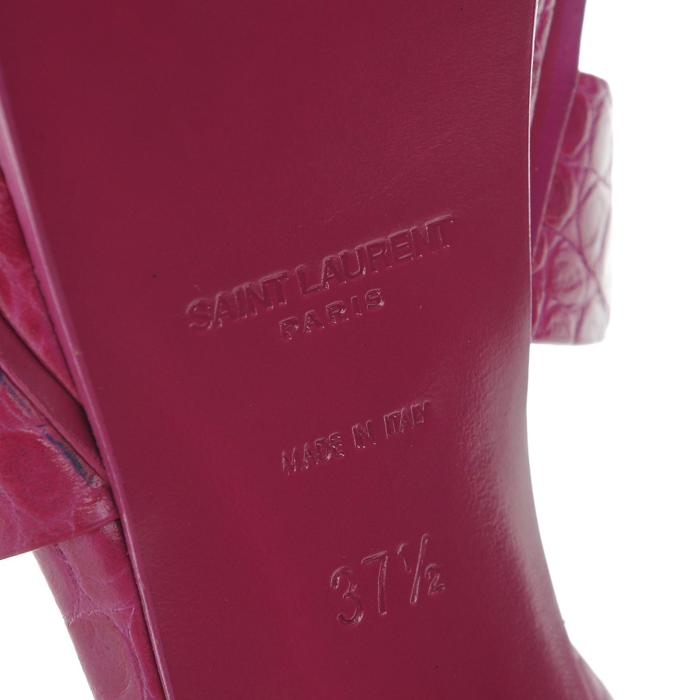 Calfskin Crocodile Embossed Tribute 105 Platform Sandals 37.5 Fuchsia Heroine