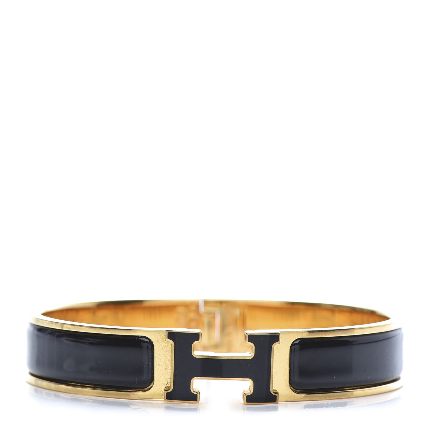 Enamel Narrow Clic Clac H Bracelet PM Black