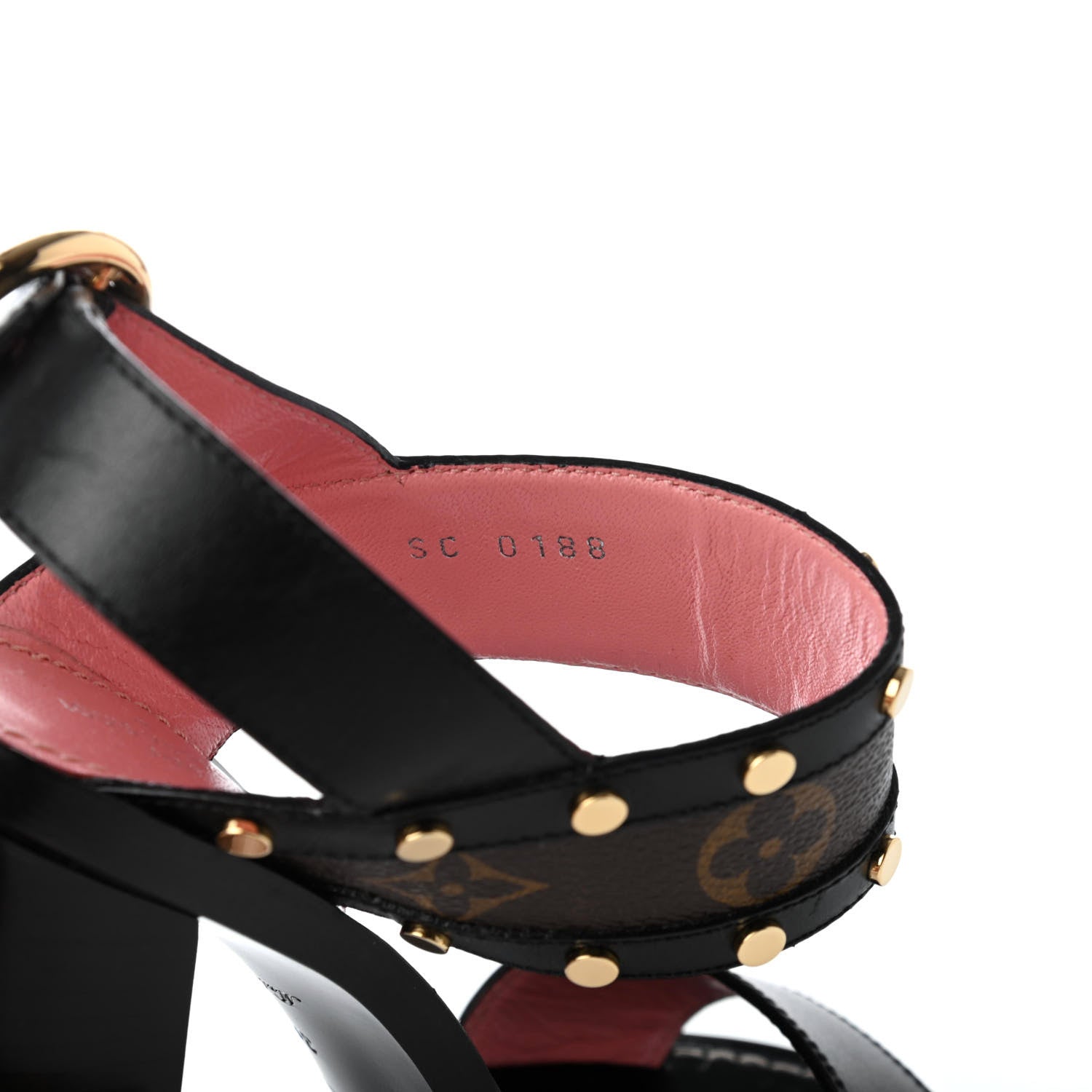 Louis Vuitton Calfskin Monogram Passenger Heeled Sandals 38 Black Rose 8 of 9