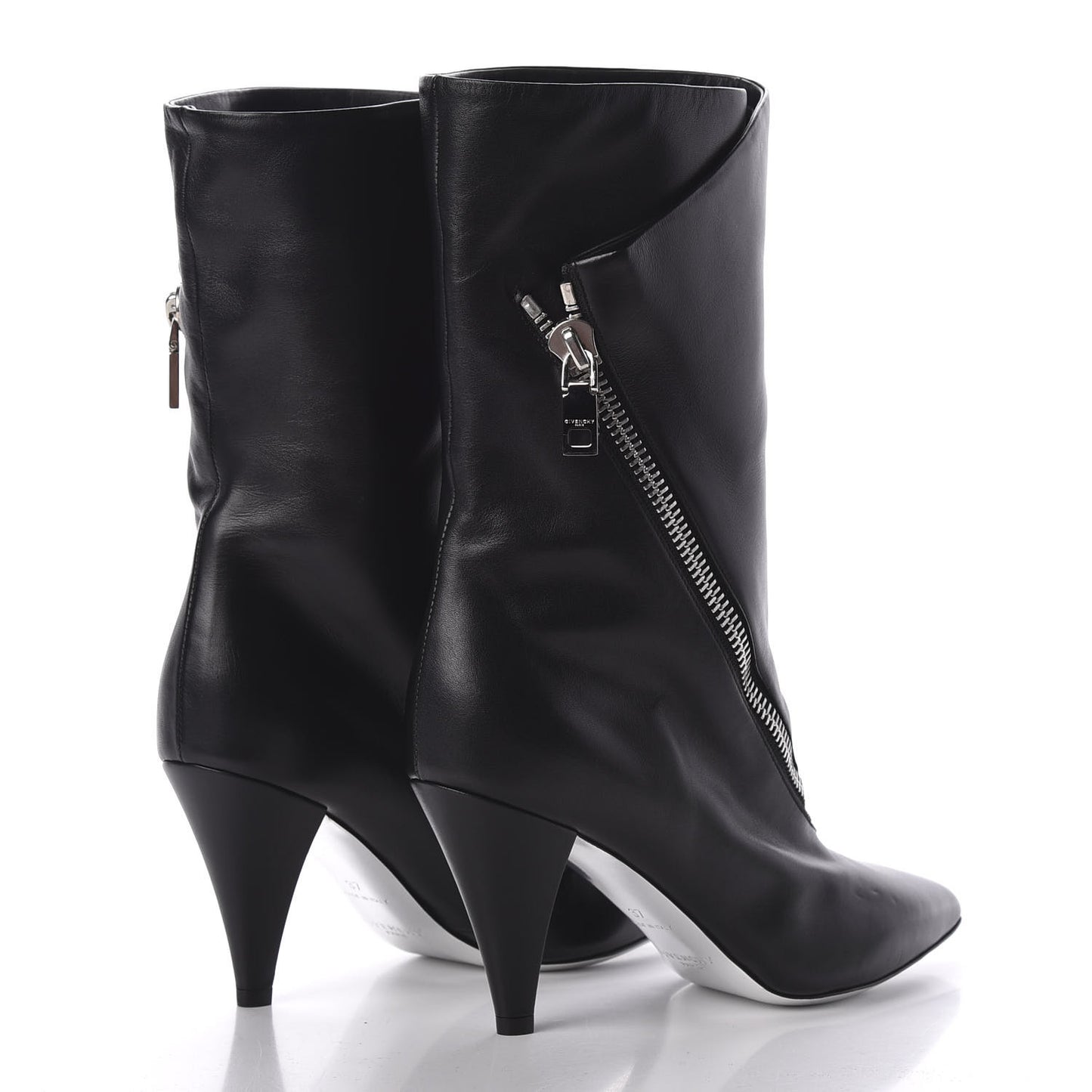 Smooth Calfskin Zip Ankle Boots 37 Black