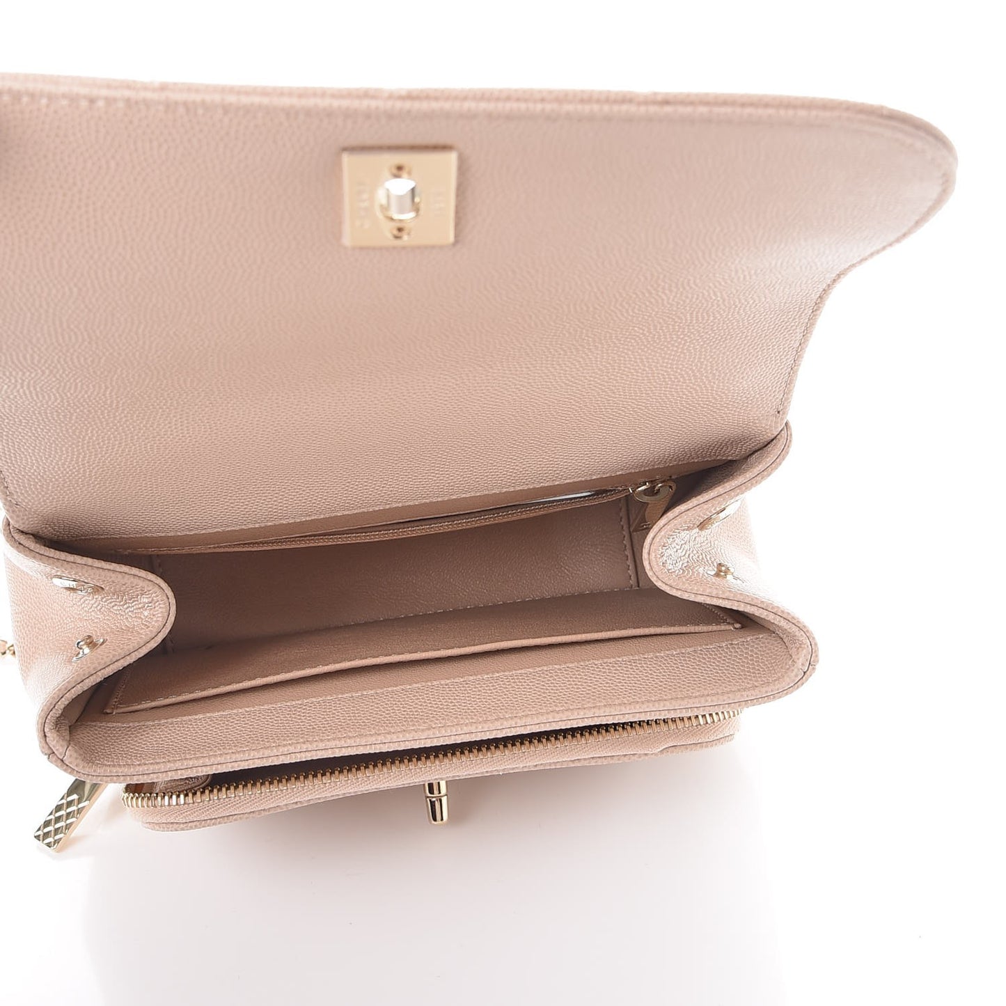 Caviar Quilted Small Business Affinity Flap Beige