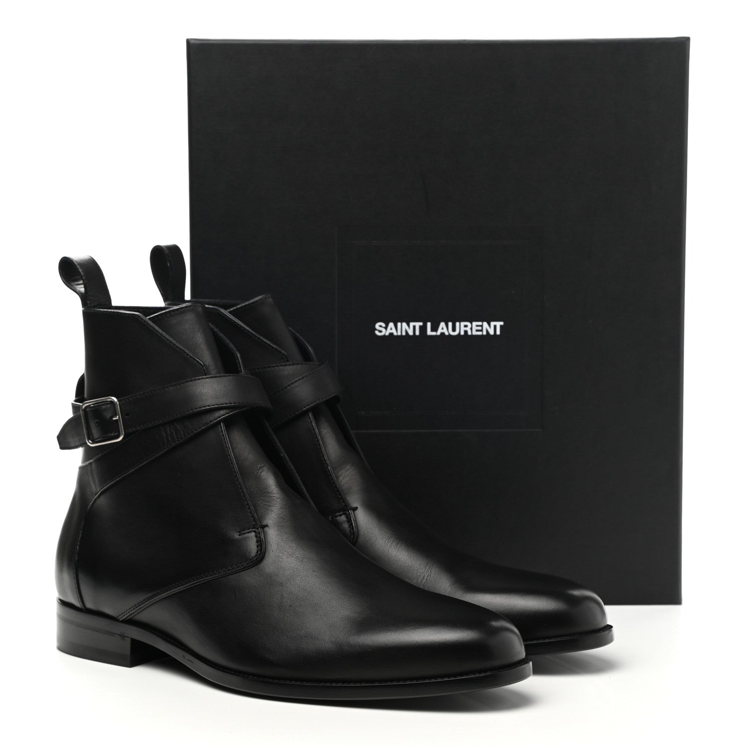 Saint Laurent Calfskin Dare 25 Jodhpur Ankle Boots 45 Black 9 of 9