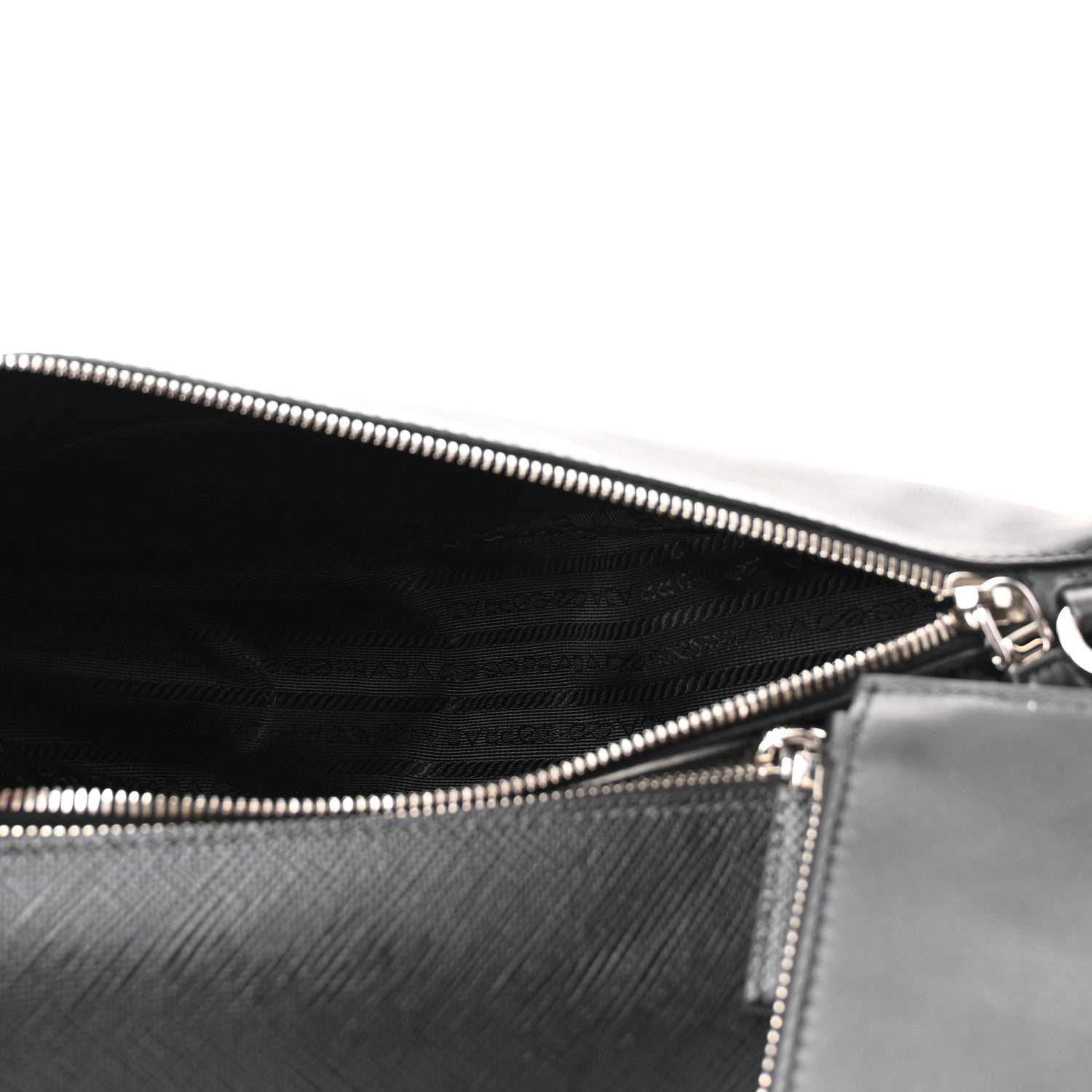 Prada Vitello Saffiano Cuir Double Triangle Shoulder Bag Black 5 of 10