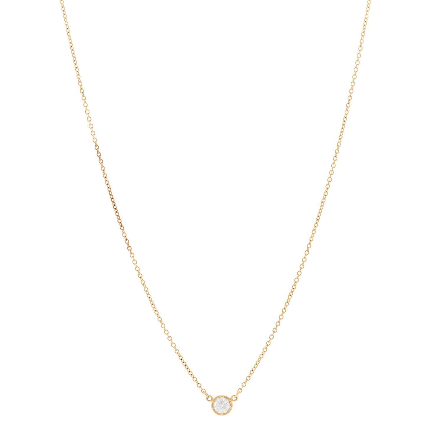 Tiffany 18K Yellow Gold Diamond .17ct Elsa Peretti Diamonds by the Yard Pendant Necklace 1 of 4