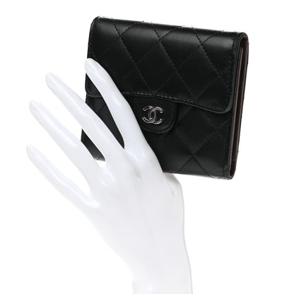 Chanel Lambskin Quilted Compact Flap Wallet Black 2 of 15