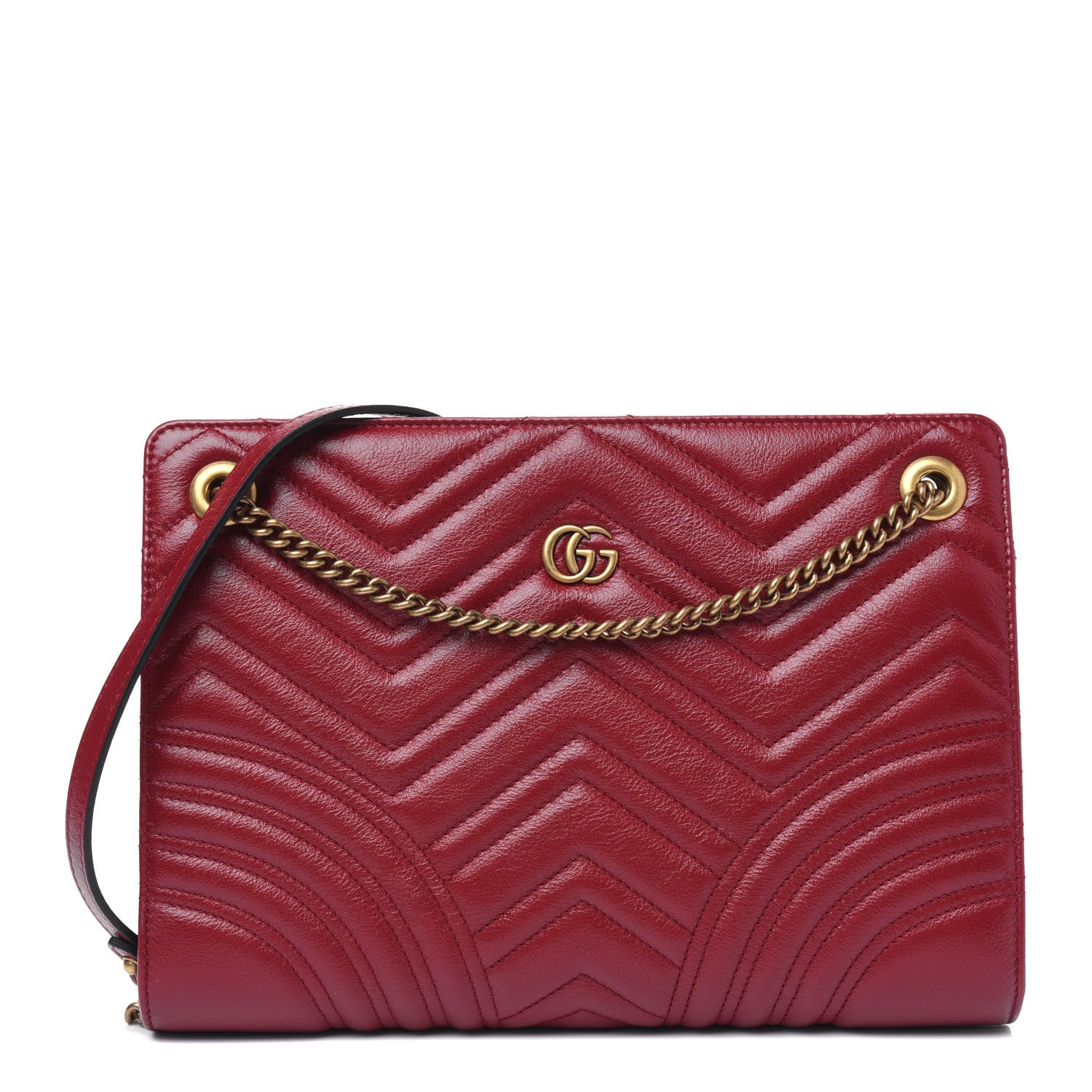 Gucci Azalea Calfskin Matelasse Heart Medium GG Marmont Slim Shoulder Bag Romantic Cerise 1 of 12