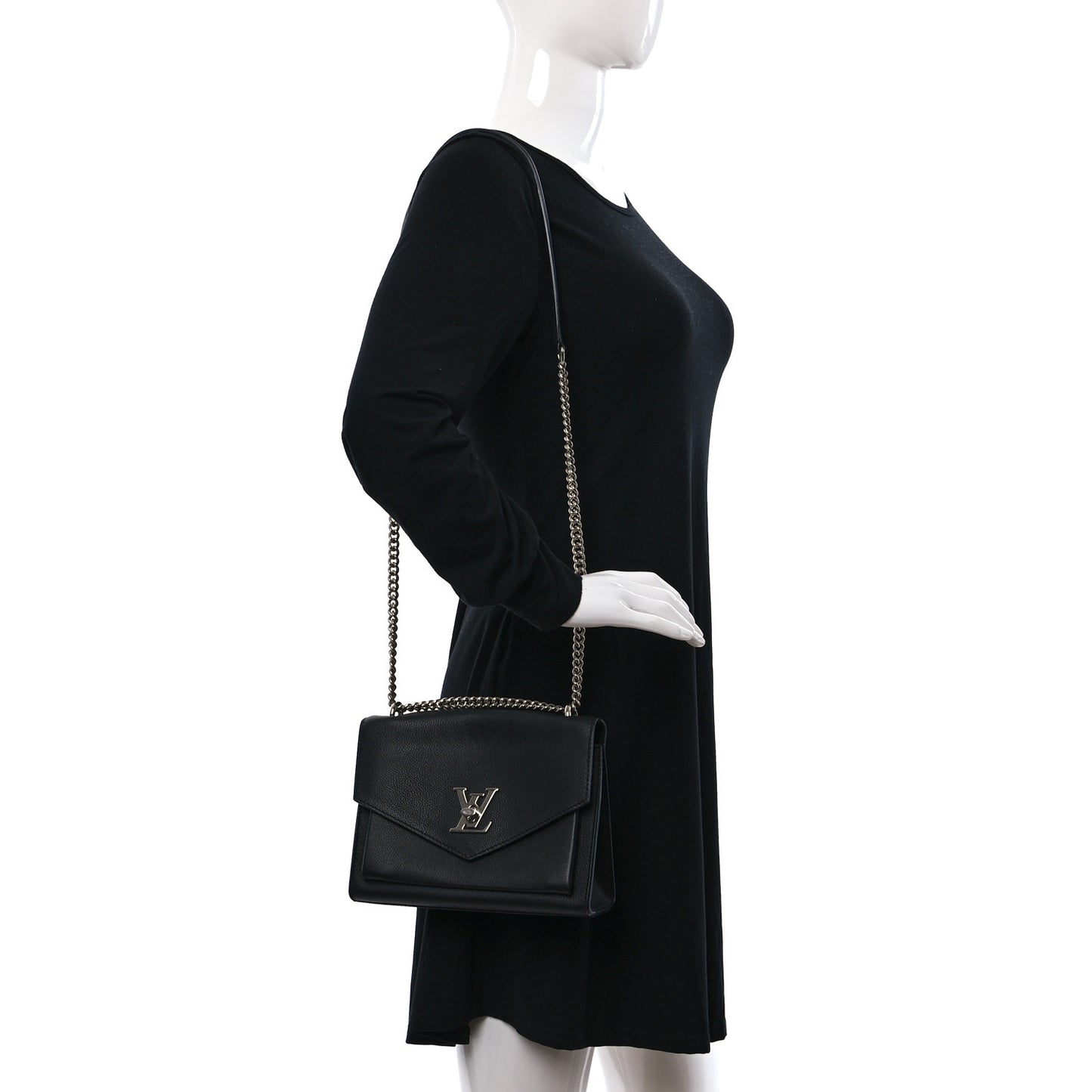 Soft Calfskin Mylockme Chain Bag BB Black