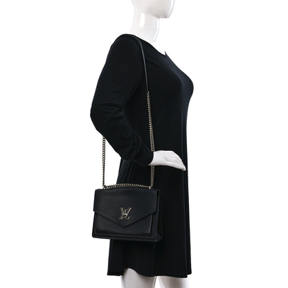 Louis Vuitton Soft Calfskin Mylockme Chain Bag BB Black 3 of 8