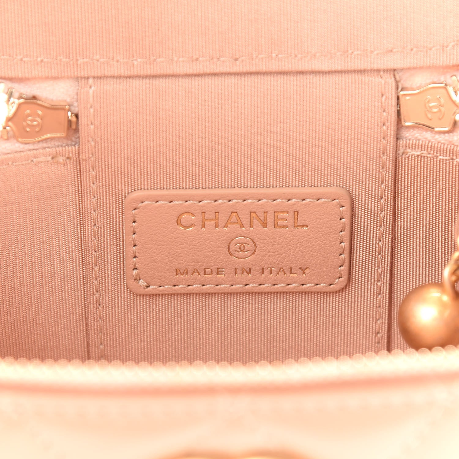 Chanel Calfskin Quilted Mini Perfect Fit Vanity Case With Chain Beige 6 of 9