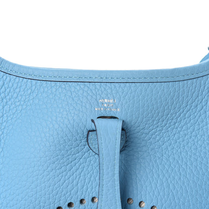 Hermes Taurillon Clemence Amazone Evelyne TPM Bleu Du Nord Vert Verone 8 of 11