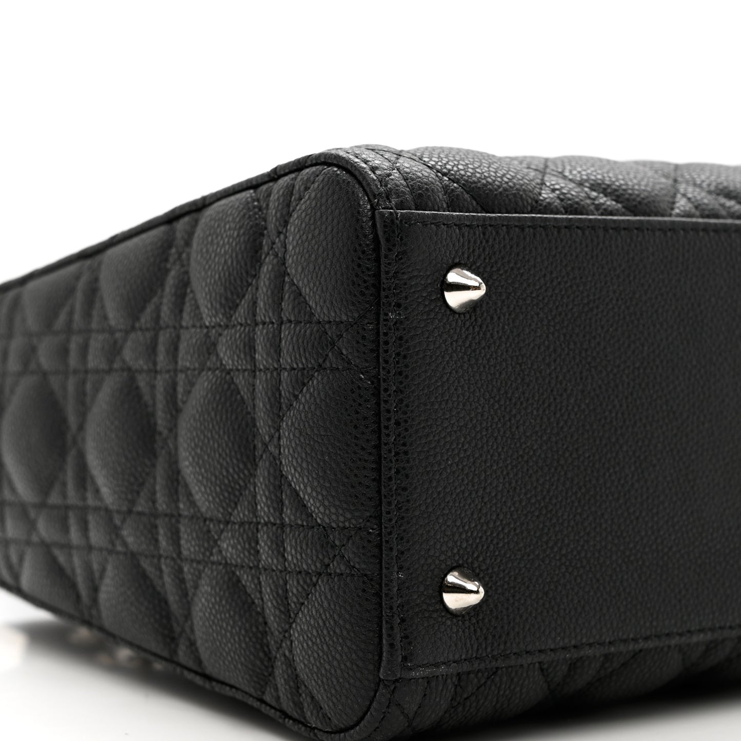 Grained Calfskin Cannage Medium Lady Dior Black