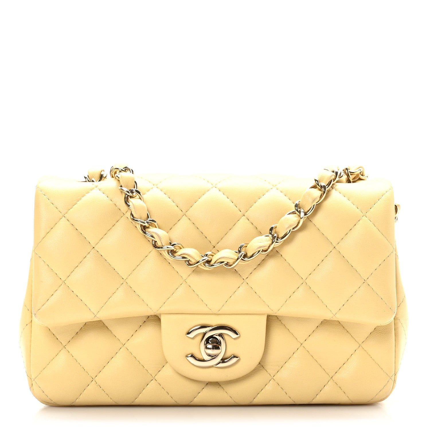 Chanel Lambskin Quilted Mini Rectangular Flap Light Yellow 1 of 9