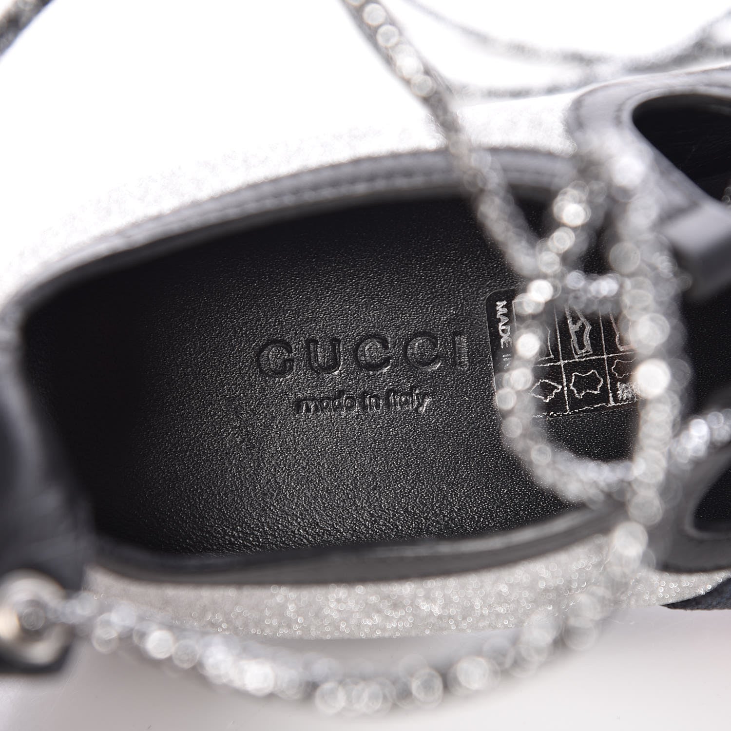 Gucci Nappa Sparkle Studded Web Lace Up Titan Sneakers 37.5 Argento 7 of 10